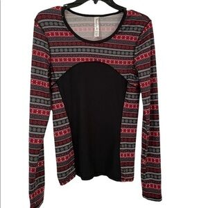 Kyodon Snowflake Winter Fair Isle Long Sleeve Athletic Shirt Xs‎  Thumbholes